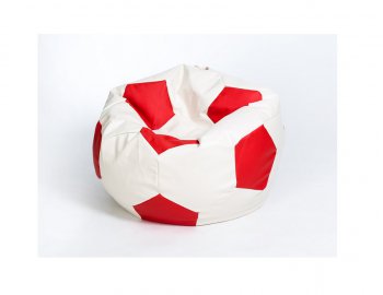 Кресло-мешок Мяч большой Экокожа бело-красное в Качканаре - kachkanar.mebel-74.com | фото