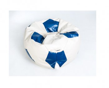 Кресло-мешок Мяч большой Экокожа бело-синее в Качканаре - kachkanar.mebel-74.com | фото