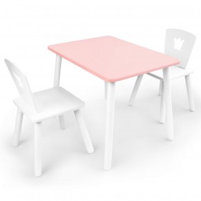 Комплект детской мебели стол и два стула Корона  (Розовый/Белый/Белый) в Качканаре - kachkanar.mebel-74.com | фото