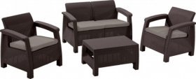 Комплект мебели Корфу сет (Corfu set) коричневый - серо-бежевый * в Качканаре - kachkanar.mebel-74.com | фото