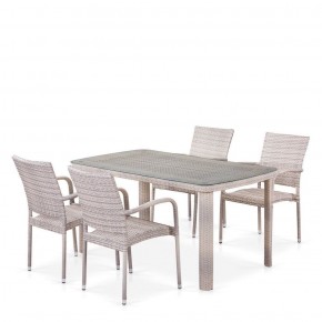 Комплект плетеной мебели T256C/Y376C-W85 Latte (4+1) + подушки на стульях в Качканаре - kachkanar.mebel-74.com | фото