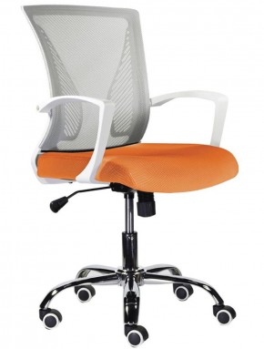 Кресло BRABIX "Wings MG-306", пластик белый, хром, сетка, серое/оранжевое, 532011 в Качканаре - kachkanar.mebel-74.com | фото
