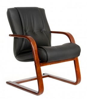 Кресло для посетителя CHAIRMAN  653 V (Кожа) Черное в Качканаре - kachkanar.mebel-74.com | фото