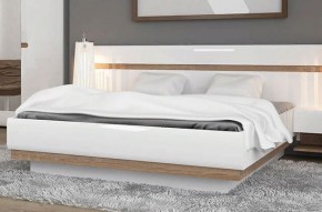 Кровать 160/TYP 94-01 с подъемником, LINATE ,цвет белый/сонома трюфель в Качканаре - kachkanar.mebel-74.com | фото