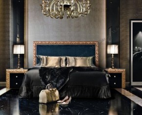 Кровать 2-х спальная (1,6 м) Тиффани Premium черная/золото с мягким элементом (Антрацит) с подъемным механизмомарт (ТФКР-3[3](П) в Качканаре - kachkanar.mebel-74.com | фото