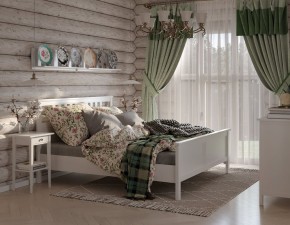 Кровать Кантри двухспальная 160х200, массив сосны, цвет белый в Качканаре - kachkanar.mebel-74.com | фото