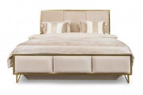 Кровать Lara 1600 с мягким изголовьем + основание (белый глянец) в Качканаре - kachkanar.mebel-74.com | фото