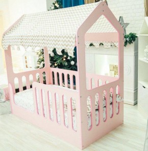 Кровать-домик без ящика 800*1600 (Розовый) в Качканаре - kachkanar.mebel-74.com | фото