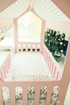 Кровать-домик без ящика 800*1600 (Розовый) в Качканаре - kachkanar.mebel-74.com | фото