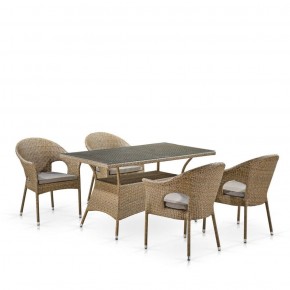 Обеденный комплект плетеной мебели T198B/Y79B-W56 Light Brown (4+1) в Качканаре - kachkanar.mebel-74.com | фото