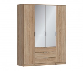 Шкаф 4х дверный с зеркалами Николь СБ-2595/1 (Дуб Сонома) в Качканаре - kachkanar.mebel-74.com | фото