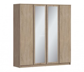 Шкаф 4х дверный с зеркалами Веста СБ-3082 (Дуб Сонома) в Качканаре - kachkanar.mebel-74.com | фото