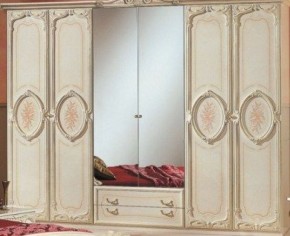 Шкаф 6-и дверный с зеркалами (01.146) Роза (беж) в Качканаре - kachkanar.mebel-74.com | фото