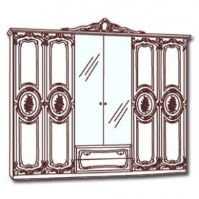 Шкаф 6-и дверный с зеркалами (01.146) Роза (беж) в Качканаре - kachkanar.mebel-74.com | фото