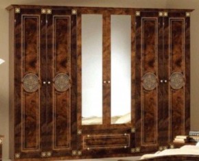 Шкаф 6-и дверный с зеркалами (02.146) Рома (орех) в Качканаре - kachkanar.mebel-74.com | фото