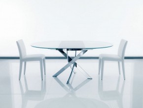 Стол BARONE (01.92) G093 хром/С150 э-бел. гл. стекло, L021алюм.вставка в Качканаре - kachkanar.mebel-74.com | фото