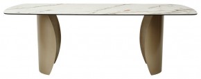 Стол BRONTE 220 KL-188 Контрастный мрамор матовый, итальянская керамика/ Шампань, ®DISAUR в Качканаре - kachkanar.mebel-74.com | фото